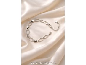 Elegantný strieborný náramok 925 s lesklými oválnymi prvkami a jemnými zirkónmi