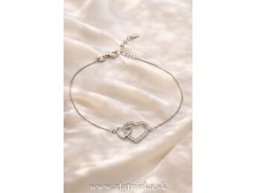 Dámsky strieborný náramok 925 s prepletenými srdcami