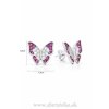 Strieborné náušnice motýľ s ružovými a čírymi zirkónmi
