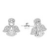 Strieborné napichovacie náušnice v tvare anjela s čírymi zirkónmi