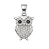 Strieborný prívesok v tvare sovy s čírymi a čiernymi zirkónmi