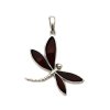 Strieborný prívesok v tvare vážky s tmavým prírodným jantárom v krídlach
