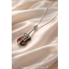 strieborný prívesok gitara jantár na retiazke