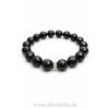 Strieborný náramok z čierneho turmalínu so striebornym korálikom