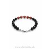 Prírodný minerálny náramok z čiernych a červených korálikov so strieborným zapínaním