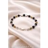 Luxusný ručne vyrábaný strieborný náramok s čiernymi minerálmi a prírodnými kameňmi