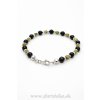 Minerálny náramok z turmalínu, granátu a hematitu so strieborným zapínaním