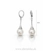 Strieborné visiace náušnice s bielou perlou 925