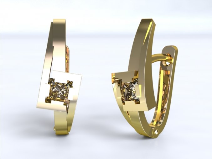 Au 585/1000 Zlaté náušnice patent s kameny