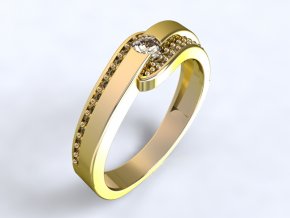 Au 585/1000 Zlatý prsten s kameny