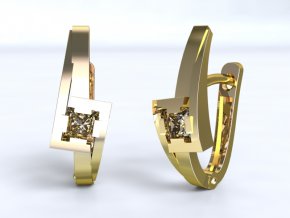 Au 585/1000 Zlaté náušnice patent s kameny