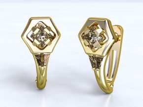 Au 585/1000 Zlaté náušnice patent s kameny
