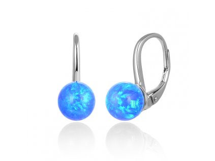 Náušnice s modrým  opálem 6 mm
