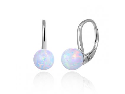 Stříbrné náušnice s bílým opálem 418-21006