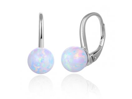 Stříbrné náušnice s bílým opálem 418-21008