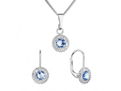 Sada šperků s krystaly Swarovski náušnice a přívěsek modré kulaté 39109.3 lt. sapphire