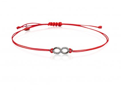 Náramek se symbolem nekonečna z bílého zlata na textilní šňůrce 6690005-0-0-1