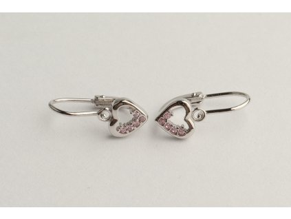 Stříbrné srdíčka s růžovými zirkony