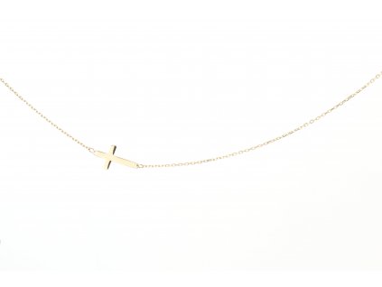 Zlatý náhrdelník s křížkem naležato 164-2003