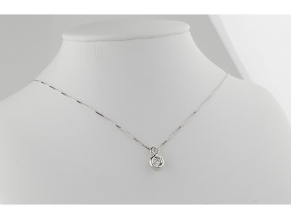 Náhrdelník z bílého zlata se dvěma zirkony pod sebou N2619W