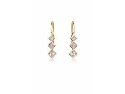 Náušnice s bílým a růžovým kamínkem