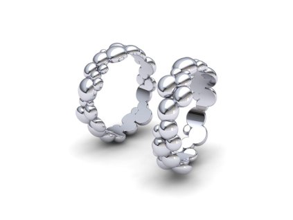 Snubní prsteny ve tvaru bublinek dámský (Materiál Bílé zlato 14kt, Šířka 3, Velikost 40)