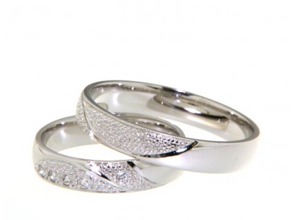 SNAU14B0067 Snubní prsteny dámský (Materiál Bílé zlato 14kt, Šířka 4, Velikost 40)
