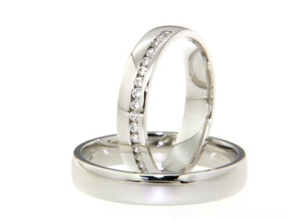 SNAU14B0052 Snubní prsteny dámský (Materiál Bílé zlato 14kt, Šířka 4, Velikost 40)