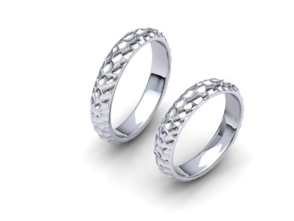 Snubní prsteny tepané SN20002 dámský (Materiál Bílé zlato 14kt, Šířka 4, Velikost 40)