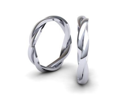 Proplétané snubní prsteny SN19008 dámský (Materiál Bílé zlato 14kt, Šířka 4, Velikost 40)