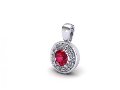 Rubínový přívěšek s brilianty ZK20001 (Materiál Bílé zlato 14kt)