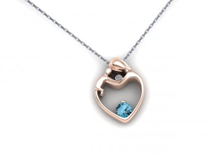 Přívěšek s řetízkem srdíčko za miminko - topaz london swiss s briliantem (Materiál Bílé zlato 14kt)