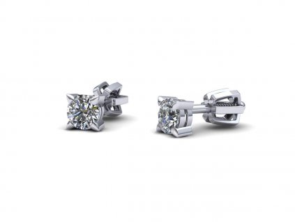 Náušnice na šroubek s diamantem NK210018 (Materiál Bílé zlato 14kt)