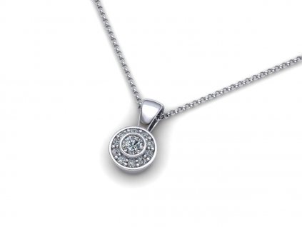 briliantový přívěšek hallo ZK21003 (Materiál Bílé zlato 14kt)