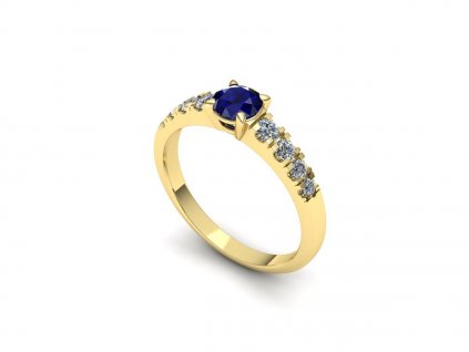 Zásnubní prsten s modrým safírem a brilianty PZB20070