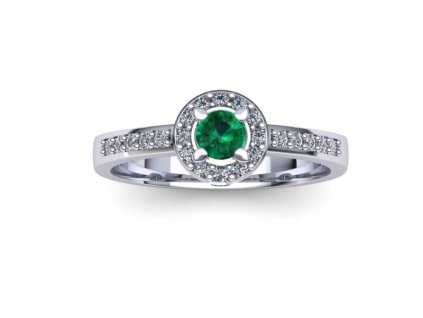 Prsten s přírodním smaragdem a diamanty PZ180029