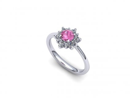 Prsten s růžovým safírem a brilianty hvězdička PK21002