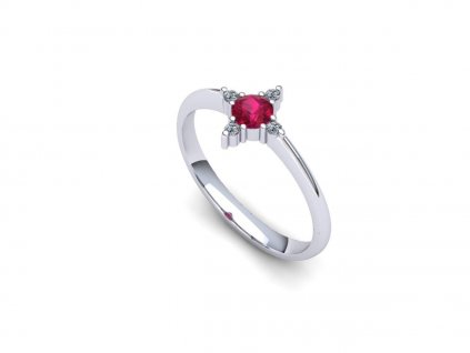 Prsten s rubínem a brilianty hvězdička PK21005