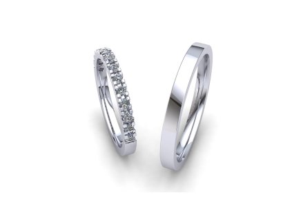 SN19005 Snubní prsteny dámský (Materiál Bílé zlato 14kt, Šířka 3, Velikost 40)