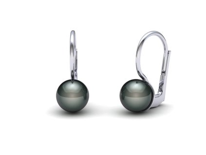 Náušnice s přírodní černou perlou NP21007 (Materiál Bílé zlato 14kt)