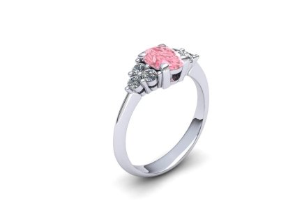 Dámský prsten se Safírem růžovým PK20014 (Materiál Žluté zlato 14kt, Velikost 63)