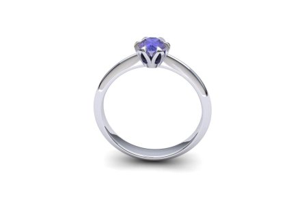 Zásnubní prsten s tanzanitem PZAU180001 (Materiál Bílé zlato 14kt, Velikost 76)