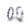 Snubní prsteny s modrým safírem a brilianty SN21004 pánský (Materiál Bílé zlato 14kt, Šířka 4, Velikost 40)