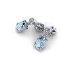 Náušnice se světle modrým akvamarínem a brilianty na šroubek NK20013 (Materiál Bílé zlato 14kt)