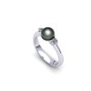Prsten s černou perlou a brilianty PP21004