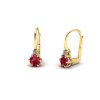 Náušnice s rubínem a brilianty NK210010 (Materiál Bílé zlato 14kt)