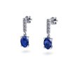 Náušnice s modrým safírem a brilianty na šroubek NK21007 (Materiál Bílé zlato 14kt)