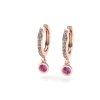 Náušnice kruhy s růžovým safírem a brilianty NK210021 (Materiál Bílé zlato 14kt)