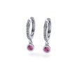 Náušnice kruhy s růžovým safírem a brilianty NK210021 (Materiál Bílé zlato 14kt)