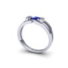 PDAU18001 Dámský prsten s modrým Safírem (Materiál Bílé zlato 14kt, Velikost 40)